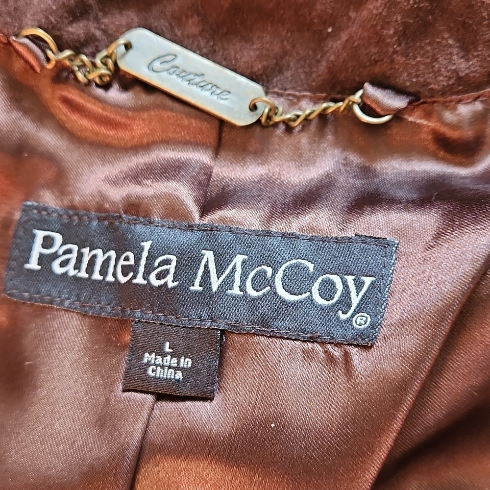 Pamela McCoy Couture Dark Brown Western Fringe Studded Crop Jacket Sz Large NWT - Picture 7 of 9